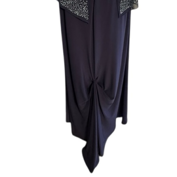 OLEG CASSINI Jersey Cape‎ Gown Sparkle Embellishment 20 20W Wedding Party Blue - Picture 6 of 11